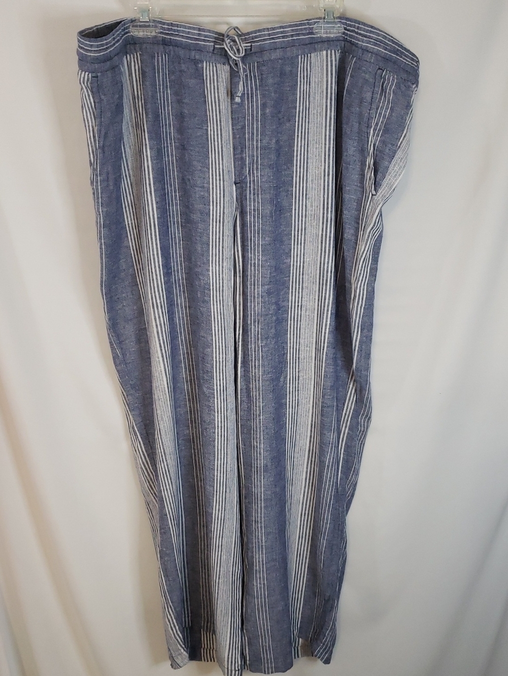 Old Navy NWOT Blue and White Striped Linen Blend Casual Pants, XXL